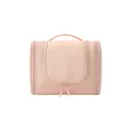 Grande borsa da toilette in Taslan rosa tenue con design funzionale a tripla cerniera. - Rosa