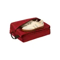 Red waterproof travel shoe bag with sneakers inside for suitcase and luggage organization - Double-sided Shoe Bag / Burgundy