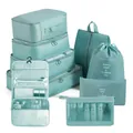 9-piece mint green cationic oxford cloth travel packing cubes set for organized luggage - 9-Piece Toiletries Set / Korean Blue