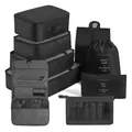 Comprehensive 9-piece black packing cube set made of premium cationic oxford fabric - 9-Piece Toiletries Set / Black