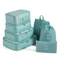 Complete 7-piece teal Oxford fabric travel packing cubes set for organized luggage storage - Regular Fit / 7-piece Set / Korean Blue