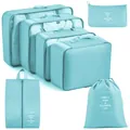 7-piece light blue travel packing cubes organizer set in high quality oxford cloth - Standard Twill Style / 7-piece Set / Sky Blue