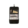 Hanging travel toiletry organizer bag with internal mesh pockets and makeup brushes - Hanging Toiletry Bag / Black