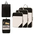 5-piece black and white compression travel packing cubes with hanging toiletry bag - Five-Piece Set / Black