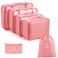 Premium 6-piece pink travel packing cubes set made of durable oxford fabric for luggage - Standard Twill Style / 6-Piece Set / Pink