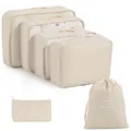 Beige cationic oxford travel packing cubes 6-piece set organizer bags for luggage - 6-Piece Set / Beige