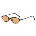Retro kattenoog zonnebril met zwart montuur en oranje glazen in jaren 90 stijl - Mat Zwart Frame / Oranje Gele Lens