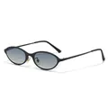 Vintage chic cat eye sunglasses with narrow black frame and blue gradient lenses for 90s look - Sand Black Frame / Gradient Blue Tea Lens