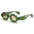 Trendy green bubble frog-eye sunglasses with tinted lenses for street style - Translucent Green Gradient Orange