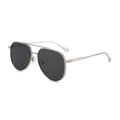 Lunettes de soleil aviateur en métal pour hommes avec design à double pont. - Monture Argentée Verres Gris Noir
