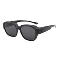 Eleganti occhiali da sole neri oversize da indossare sopra gli occhiali da vista - Stile Nero Lucido C1 (SZT581P) / Montatura Nero Lucido Lente Grigia