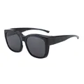 Classic black TR90 polarized fit-over sunglasses ideal for driving and outdoor sports - Polarized Over-glasses / Shiny Black Frame Black Gray Lens