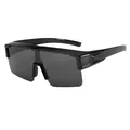 Lightweight TR polarized fit-over sunglasses for cycling and outdoor driving in black - Shiny Black Frame Black Gray Lens