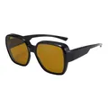 Occhiali da sole quadrati oversize con montura nera e lenti color ambra - C3 Cornice Nera Lucida Lente Ambra