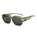 Occhiali da sole fit-over oversize con montatura verde oliva e lenti grigio scuro - Stile Verde C3 (SZT581P) / Montatura Verde Lenti Grigie