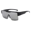 Occhiali da sole polarizzati oversize da uomo con montatura in TR nero ultra leggera - C5 Cornice Nera Lucida Lente Argento
