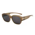 Eleganti occhiali da sole marroni oversize con protezione UV per un look estivo chic. - Stile Marrone C4 (SZT581P) / Montatura Marrone Lenti Grigie