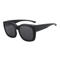 Classic matte black polarized fit-over sunglasses featuring a square TR90 frame for men women - Polarized Over-glasses / C2 Sand Black Frame Black Gray Lens
