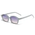 Gafas de sol ovales retro con lentes degradadas violetas y montura gris claro transparente. - Montura Pequeña Ovalada (SZ3218) / Montura Gris Azul / Lentes Púrpura Naranja