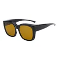 Professional TR90 polarized oversized fit-over sunglasses with yellow amber lenses for driving - Night Vision Over-glasses / C3 Shiny Black Frame Amber Lens