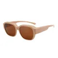 Occhiali da sole beige oversize alla moda per la protezione solare estiva con lenti marroni - Montatura Rosa Lente Caffè