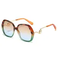 Oversized Verlaufs-Sonnenbrille für Damen mit Schildpatt-Rahmen und Perlen-Bügeln - Tee Schildpatt-Rahmen Tee Blau (BJ5709)