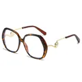 Elegante übergroße Sonnenbrille für Damen in Schildpatt-Optik mit Perlenakzenten. - Schildpatt-Rahmen Klare Gläser (BJ5709)