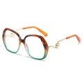 Modische Oversized-Sonnenbrille mit Verlaufsrahmen in Schildpatt-Grün und Perlendetail - Tee Schildpatt-Rahmen Klare Gläser (BJ5709)