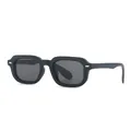 Gafas de sol negras cuadradas retro con elegantes detalles de remaches plateados. - Montura Cuadrada (SZ3206) / Montura Negra Lentes Gris Negro