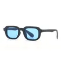 Gafas de sol cuadradas retro con montura negra y lentes azules para hombre y mujer. - Montura Cuadrada (SZ3206) / Montura Negra Lentes Azules