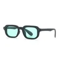 Gafas de sol cuadradas retro con montura negra mate y cristales de color verde claro. - Montura Cuadrada (SZ3206) / Montura Negra Lente Verde