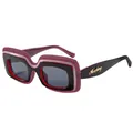 Retro Y2K square sunglasses with multi-layered colorful frames for men and women - Mincheng Logo Square Style / C4 Purple Frame Black Grey Lens