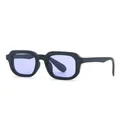 Gafas de sol cuadradas retro con montura negra gruesa y lentes teñidas de color violeta - Montura Cuadrada (SZ3206) / Montura negra lentes púrpuras