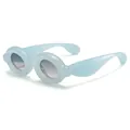 Funny light blue bubble frame sunglasses with unique chunky round frog eye design and gradient lenses - Jelly Blue Gradient Grey Pink