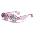 Quirky pink bubble frog-eye sunglasses with green gradient lenses for trendy outfits - Translucent Purple Gradient Green