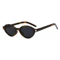 Lunettes de soleil ovales vintage avec monture en écaille et détails en métal argenté - C5 Monture Écaille Verres Gris