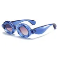 Trendy blue bubble-style sunglasses with funky round lenses for oversized street fashion - Deep Blue Frame Grey Gradient