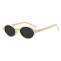 Lunettes de soleil ovales rétro beige pour femme avec détail en métal argenté - C6 Monture Beige Verres Gris Noir