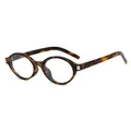 Lunettes ovales rétro chic en écaille de tortue avec détails métalliques carrés - C8 Monture Écaille Verres Transparents