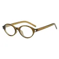 Lunettes de soleil ovales vintage, marron olive translucide avec détail en métal argenté - C9 Monture Marron Écaille / Verres Transparents