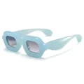 Trendy light blue chunky bubble frame sunglasses with Y2K retro square design for party - Jelly Blue (Gradient Grey Pink Lenses)