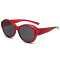 Eleganti occhiali da sole polarizzati TR rossi per donna da indossare sopra gli occhiali - C4 Montatura Rosso Sabbiato Lenti Grigio Nero