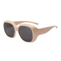 Occhiali da sole polarizzati TR beige oversize con lenti grigie scure per sport all'aperto. - Montatura Rosa Lenti Grigie
