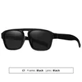 Fashionable men's double-bridge sunglasses with classic black frames and dark lenses - Bright Black Frame Black Grey Lens (C1) / Bright Black