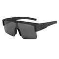 Lightweight TR semi-rimless polarized over-glasses sunglasses in matte black - C3 Sand Black Frame Black Grey Lens