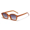 Gafas de sol ovaladas retro con montura ámbar transparente y lentes grises degradadas. - Montura Pequeña Ovalada (SZ3218) / Marco Té Lentes Grises Degradados