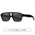 Modern men's double bridge sunglasses featuring a sleek black frame and green lenses - Glossy Black Frame Dark Green Lens (C2) / Bright Black