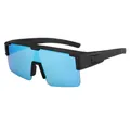 Sports polarized sunglasses with blue mirrored lens and black TR frame - C4 Sand Black Frame / Ice Blue Lens