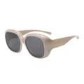Occhiali da sole polarizzati TR beige oversize retrò ideali per la guida all'aperto - Montatura Grigio Nuvola Lenti Grigie