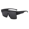 Modern oversized black shield polarized sunglasses with matte lightweight frame - C2 Sand Black Frame Black Gray Lens